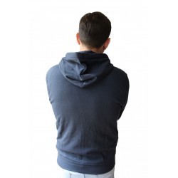 Sudadera con cremallera hombre azul trasera