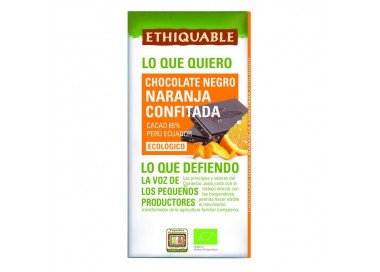 Chocolate negro naranja confitada BIO 100g