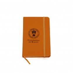 Libreta naranja con goma escudo
