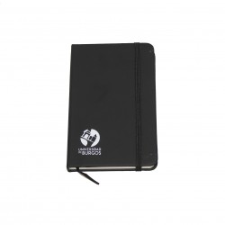 Libreta negra con goma logo
