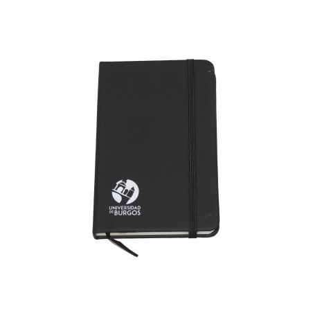 Libreta negra con goma logo