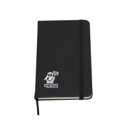Libreta negra con goma pingüino