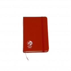 Libreta roja con goma logo