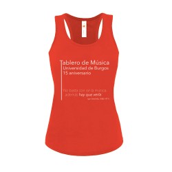 Camiseta Tablero de Música 15 aniversario tirantes roja delantera