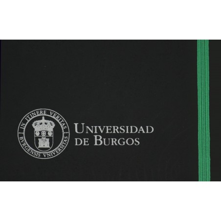 Libreta negra polipiel A5 verde detalle